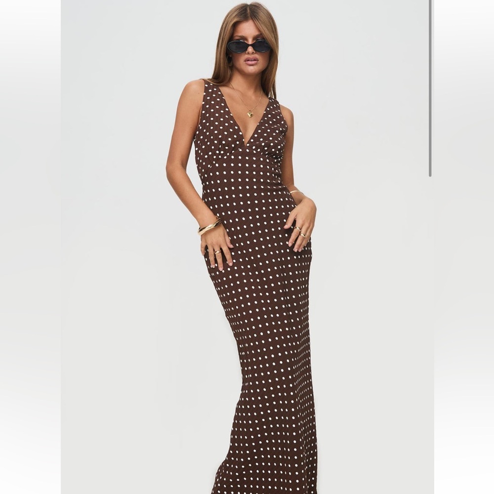 Princess Polly brown Nellie polka dot dress